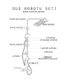 Epilons Robot Tepe Duş Sistemi Yağmurlama Duş Seti Krom Siyah Kare