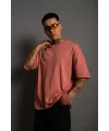 Erkek 24/1 Düz A Kalite Oversize T-shirt - Gül Kurusu