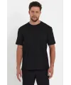 Erkek 24/1 Düz A Kalite Oversize T-shirt - Siyah