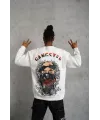 Erkek 3 İplik Gangster Baskılı Sweatshirt - Beyaz