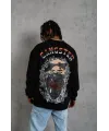 Erkek 3 İplik Gangster Baskılı Sweatshirt - Siyah