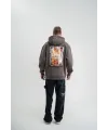 Erkek 3 İplik Kapüşonlu Hoodie Dijital Patchli SweatShirt - Füme