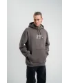 Erkek 3 İplik Kapüşonlu Hoodie Dijital Patchli SweatShirt - Füme