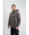Erkek 3 İplik Kapüşonlu Hoodie Dijital Patchli SweatShirt - Füme
