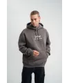 Erkek 3 İplik Kapüşonlu Hoodie Dijital Patchli SweatShirt - Füme
