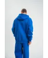ERKEK 3 İplik Oversize Kapşonlu Basic SweatShirt Hoodie - Mavi