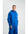 ERKEK 3 İplik Oversize Kapşonlu Basic SweatShirt Hoodie - Mavi