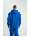 ERKEK 3 İplik Oversize Kapşonlu Basic SweatShirt Hoodie - Mavi