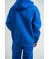 ERKEK 3 İplik Oversize Kapşonlu Basic SweatShirt Hoodie - Mavi