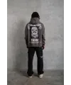 Erkek 3 İplik Pamuklu Baskılı Kapüşonlu Cepli Sweatshirt Hoodie - Gri