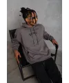 Erkek 3 İplik Pamuklu Kapüşonlu Kanguru Cepli Sweatshirt Hoodie -  Gri