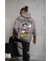 Erkek 3 İplik Pamuklu Kapüşonlu Kanguru Cepli Sweatshirt Hoodie -  Gri