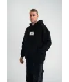 ERKEK 3 İplik Pamuklu Kapüşonlu Patchli Nakışlı Hoodie SweatShirt - Siyah