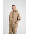 ERKEK 3 iplik Pamuklu Oversize Kapüşonlu Yıkamalı Hoodie SweatShirt - Bej