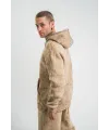 ERKEK 3 iplik Pamuklu Oversize Kapüşonlu Yıkamalı Hoodie SweatShirt - Bej