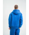 ERKEK 3 İplik Pamuklu Oversize Kapüşonlu Yıkamalı Hoodie SweatShirt - Mavi