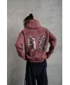 Erkek 98 Baskılı Kapşonlu Sweat - Gül Kurusu