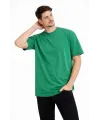 Erkek Asit Yıkama Bisiklet Yaka Kısa Kollu Oversize T-Shirt Tişört - Yeşil