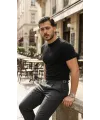 Erkek Basic Bisiklet Yaka Kısa Kollu Triko Tişört - %100 Pamuk Akrilik