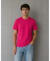 Erkek Basic Pamuklu Tişört Bisiklet Yaka Düz Renk Regular Fit T-Shirt - Fuşya