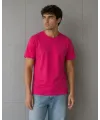 Erkek Basic Pamuklu Tişört Bisiklet Yaka Düz Renk Regular Fit T-Shirt - Fuşya