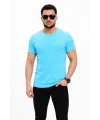 Erkek Basic Tişört Bisiklet Yaka Kısa Kol Günlük Yazlık Slim Fit T-Shirt - Açık Mavi