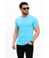 Erkek Basic Tişört Bisiklet Yaka Kısa Kol Günlük Yazlık Slim Fit T-Shirt - Açık Mavi