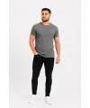 Erkek Basic Tişört Bisiklet Yaka Kısa Kol Günlük Yazlık Slim Fit T-Shirt - Antrasit