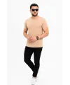 Erkek Basic Tişört Bisiklet Yaka Kısa Kol Günlük Yazlık Slim Fit T-Shirt - Bej