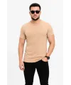 Erkek Basic Tişört Bisiklet Yaka Kısa Kol Günlük Yazlık Slim Fit T-Shirt - Bej