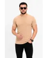 Erkek Basic Tişört Bisiklet Yaka Kısa Kol Günlük Yazlık Slim Fit T-Shirt - Bej