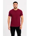 Erkek Basic Tişört Bisiklet Yaka Kısa Kol Günlük Yazlık Slim Fit T-Shirt - Bordo