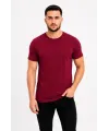 Erkek Basic Tişört Bisiklet Yaka Kısa Kol Günlük Yazlık Slim Fit T-Shirt - Bordo