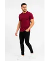 Erkek Basic Tişört Bisiklet Yaka Kısa Kol Günlük Yazlık Slim Fit T-Shirt - Bordo