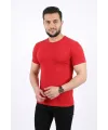 Erkek Basic Tişört Bisiklet Yaka Kısa Kol Günlük Yazlık Slim Fit T-Shirt - Kırmızı