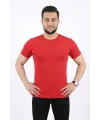 Erkek Basic Tişört Bisiklet Yaka Kısa Kol Günlük Yazlık Slim Fit T-Shirt - Kırmızı