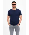 Erkek Basic Tişört Bisiklet Yaka Kısa Kol Günlük Yazlık Slim Fit T-Shirt - Lacivert
