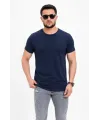 Erkek Basic Tişört Bisiklet Yaka Kısa Kol Günlük Yazlık Slim Fit T-Shirt - Lacivert