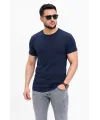 Erkek Basic Tişört Bisiklet Yaka Kısa Kol Günlük Yazlık Slim Fit T-Shirt - Lacivert