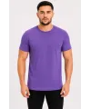 Erkek Basic Tişört Bisiklet Yaka Kısa Kol Günlük Yazlık Slim Fit T-Shirt - Mor