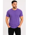 Erkek Basic Tişört Bisiklet Yaka Kısa Kol Günlük Yazlık Slim Fit T-Shirt - Mor
