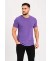 Erkek Basic Tişört Bisiklet Yaka Kısa Kol Günlük Yazlık Slim Fit T-Shirt - Mor