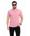 Erkek Basic Tişört Bisiklet Yaka Kısa Kol Günlük Yazlık Slim Fit T-Shirt - Pembe
