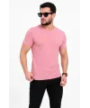 Erkek Basic Tişört Bisiklet Yaka Kısa Kol Günlük Yazlık Slim Fit T-Shirt - Pembe