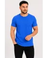 Erkek Basic Tişört Bisiklet Yaka Kısa Kol Günlük Yazlık Slim Fit T-Shirt - Saks Mavisi