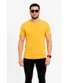 Erkek Basic Tişört Bisiklet Yaka Kısa Kol Günlük Yazlık Slim Fit T-Shirt - Sarı