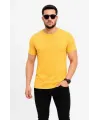 Erkek Basic Tişört Bisiklet Yaka Kısa Kol Günlük Yazlık Slim Fit T-Shirt - Sarı