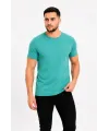 Erkek Basic Tişört Bisiklet Yaka Kısa Kol Günlük Yazlık Slim Fit T-Shirt - Su Yeşili