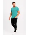Erkek Basic Tişört Bisiklet Yaka Kısa Kol Günlük Yazlık Slim Fit T-Shirt - Su Yeşili