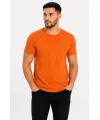 Erkek Basic Tişört Bisiklet Yaka Kısa Kol Günlük Yazlık Slim Fit T-Shirt - Turuncu